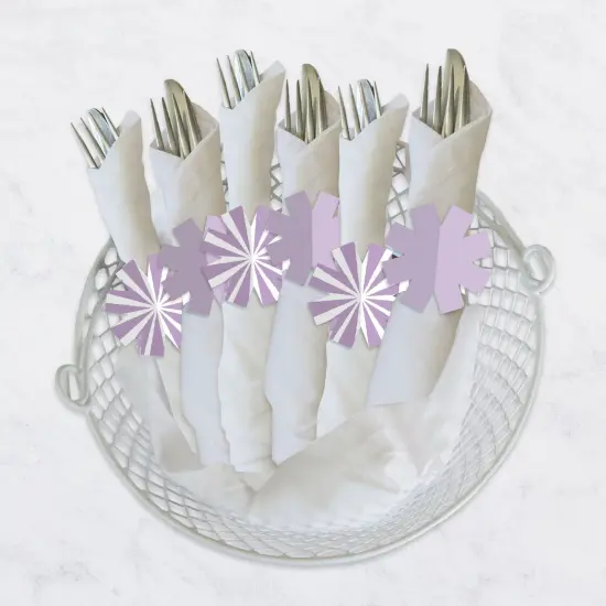 Big Dot of Happiness Purple Stripes - Simple Party Paper Napkin Holder - Napkin Rings - Set of 24 {4}