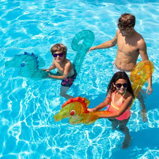 Swimline Set of 2 Blue and Yellow Inflatable Seahorse Swimming Pool Doodles 72" {3}