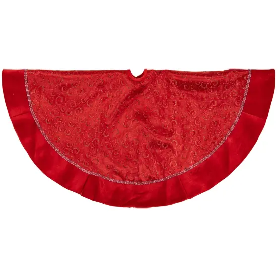 Northlight 48" Red Glittered Swirl Christmas Tree Skirt {4}
