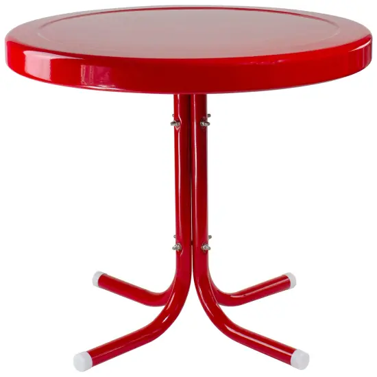 Northlight 22" Outdoor Retro Tulip Steel Side Table, Red {1}