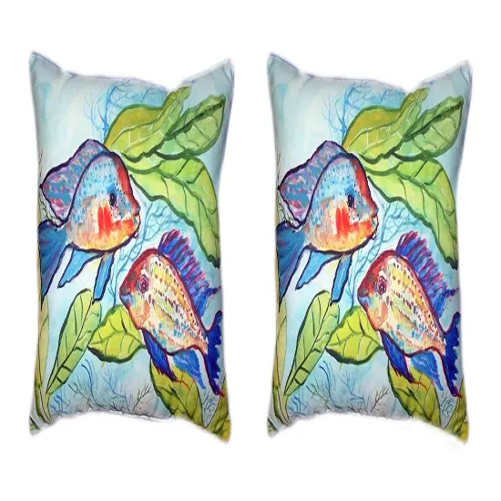 Pair Of Betsy Drake Pair of Fish No Cord Pillows 16 X 20 {1}