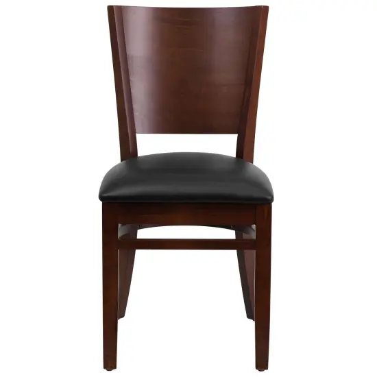 Emma and Oliver 2 Pack Solid Back Wooden Restaurant Chair WalnutSeat/Walnut {7}