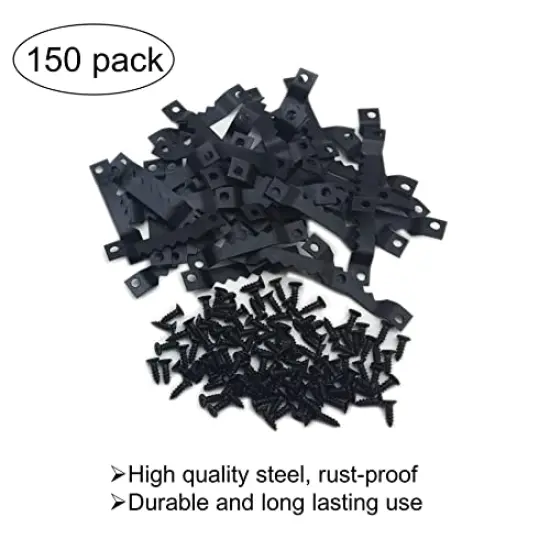 EesTeck 150 Pack Small Sawtooth Picture Hangers Steel Picture Hangers Picture Frames Hangers with Screws Picture Hang Solutions, for Hanging Clock Paintings Artwork Picture Frame Hook Photos (Black ) {6}