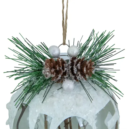 Northlight 5" White Frosted NOEL With Holly and Berries Christmas Glass Ornament {5}