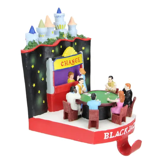 Sterling 6.25" Red and Green Casino Gambling Blackjack Table Christmas Stocking Holder {3}