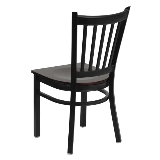 Emma and Oliver Vertical Back Metal Restaurant Dining Chair Mahogany/BlackMetal {3}