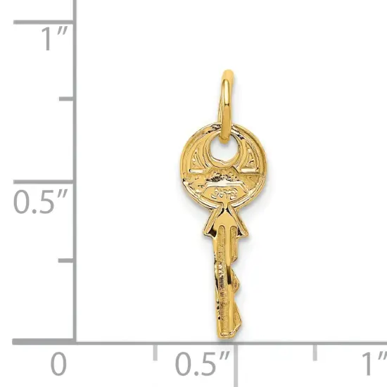14K Yellow Gold Key Charm Necklace Jewelry Pendant 20mm x 8mm {4}