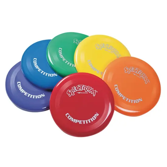 S&S Worldwide Competition 10" Flying Disc Set. 10" Diameter Flying Discs Weigh about 120 Grams Each. Durable and Economical. Great for Catch, Ultimate Frisbee and More. 6 Color Set. {1}