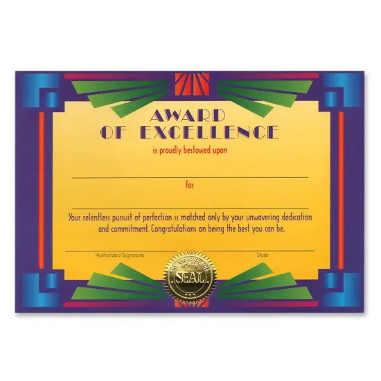 Award Of Excellence Certificate (Pack of 6) {1}