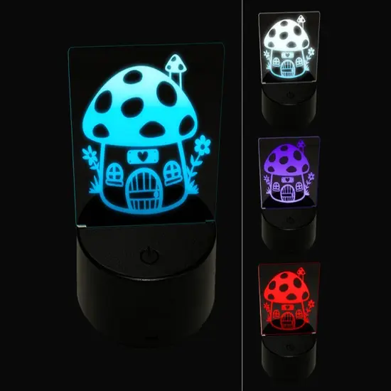 Cute Mushroom Gnome Home 3D Illusion LED Night Light Sign Nightstand Desk Lamp {1}