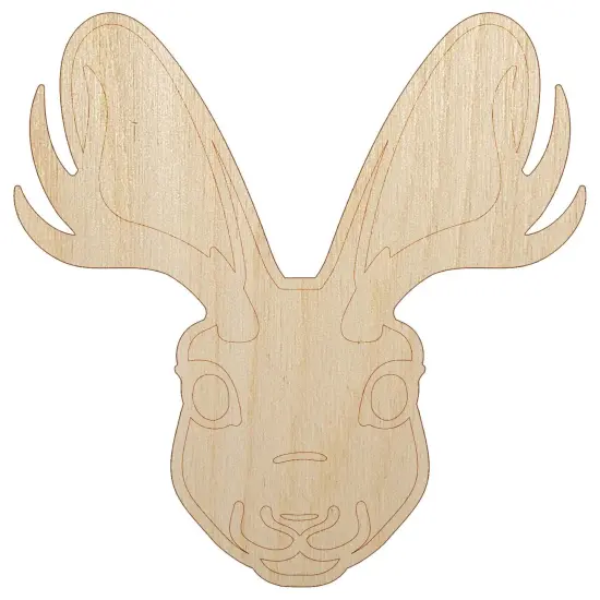 Jackalope Head Mythical Animal Jackrabbit Antelope Unfinished Wood Shape Piece Cutout for DIY Craft Projects {7}