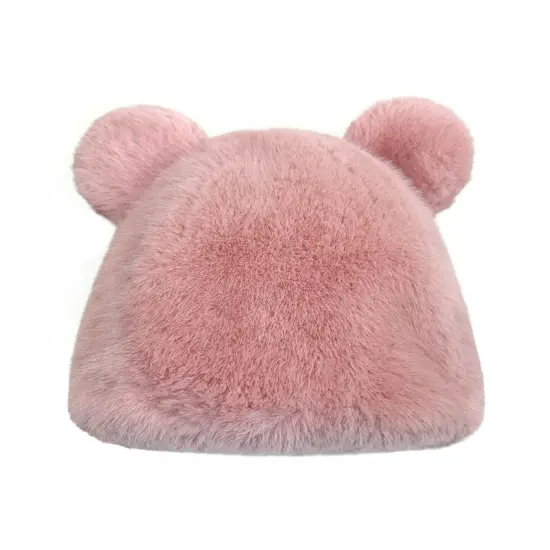 Wrapables Faux Fur Fluffy Bear Ears Winter Beanie Hat, Pink {1}