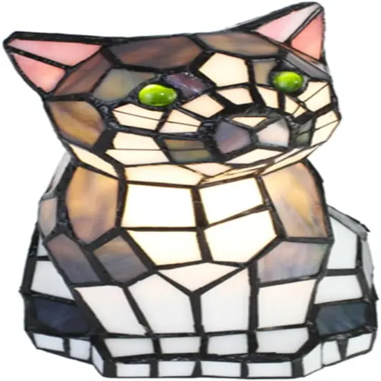 Kitty Tiffany Stained Glass Lamp Base - Perfect for a Living Room, Bedroom, Office, & More {2}