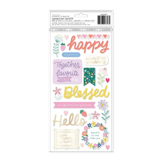 American Crafts Hello Little Girl Thickers Stickers 50/Pkg-Phrase, Gold Foil {3}
