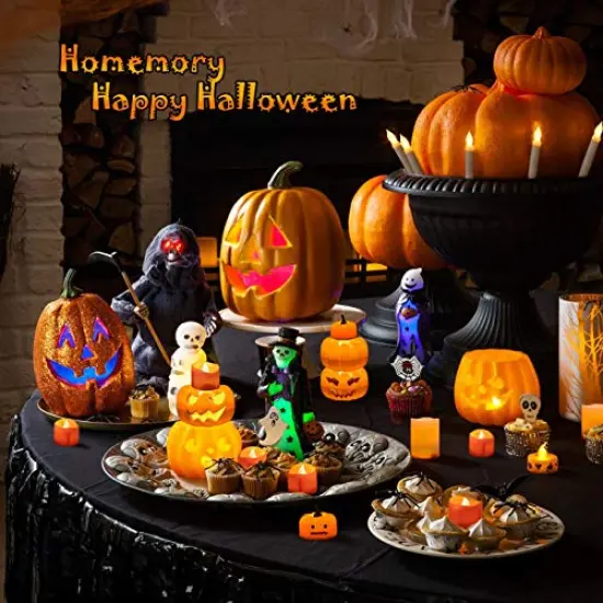 Halloween 24 Pack Orange Tea Light Candles, Battery Operated LED Tealights, Small Pumpkins Lights, Flameless, Electric Fake Tea Candles {5}