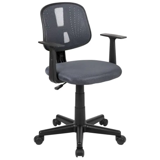 Emma and Oliver Pivot Back Mesh Swivel Task Office Chair with Arms Gray {1}