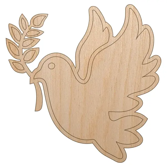 Peace Dove with Olive Branch Unfinished Wood Shape Piece Cutout for DIY Craft Projects {2}