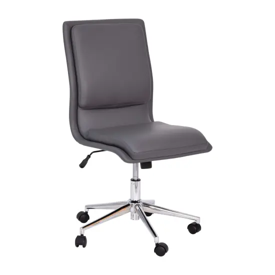 Merrick Lane Artemis Mid-Back Armless Home Office Chair with Height Adjustable Swivel Seat and Five Star Chrome Base Brown {6}