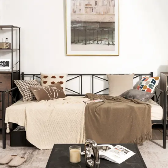 Metal Daybed Frame Twin Size with Slats {3}
