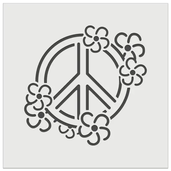 Peace Sign Surrounded by Flowers Wall Cookie DIY Craft Reusable Stencil {2}