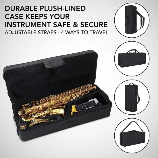 LyxJam Alto Saxophone, E Flat Brass Alto Sax Beginners Kit Antique Bronze {9}