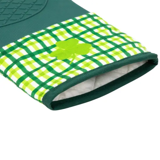 Northlight Plaid Shamrock St. Patrick's Day Kitchen Oven Mitts - 12.5" - Green - Set of 2 {6}