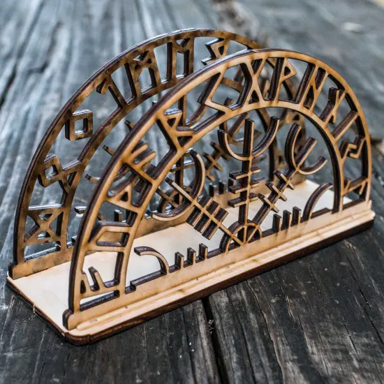 Napkin Holder - Aegishjalmur - Raw Wood Viking Craft {3}