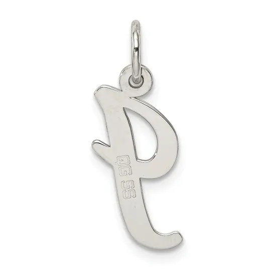 Sterling Silver Medium Script Initial Letter I Charm Jewerly 18mm x 8mm {3}