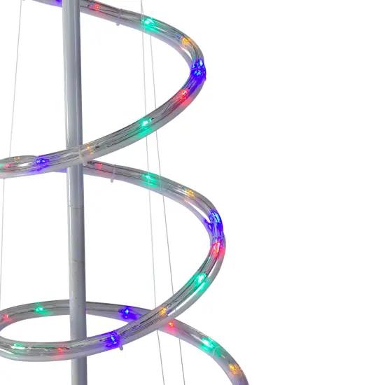 Hofert LED Lighted Slim Spiral Rope Light Outdoor Christmas Tree - 7' - Multicolor White {4}