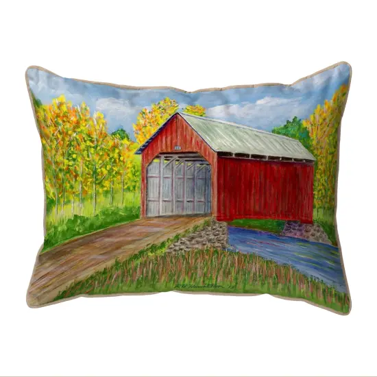 Betsy Drake Covered Bridge Extra Large 20 X 24 Indoor / Outdoor Pillow {1}