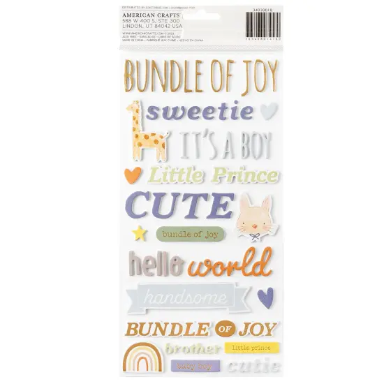 American Crafts Hello Little Boy Thickers Stickers 136/Pkg-Phrase {3}