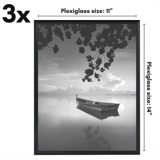 Americanflat Snap-In Picture Frame in Black - Set of 3 - Poster Frame with Slimline Molding, Plexiglass Cover, and Hanging Hardware - Black {8}