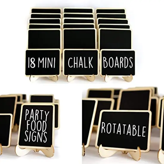 SAVVY & SORTED Mini Chalkboard Signs for Food - 18 Small Chalk Signs + 3 White Chalk Sticks - Food Signs for Party - Little Chalkboards - Party Food Labels Buffet Cheese Signs Candy Table Supplies {2}