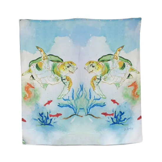 Betsy Drake Sea Turtle Print Shower Curtain 70 X 72 In. {1}