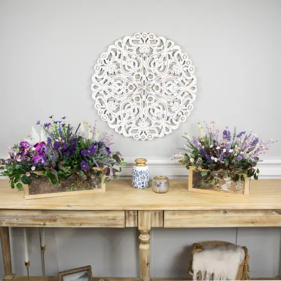 Northlight Rustic Wooden Storage Boxes- 15.5" - Set of 2 Beige {3}