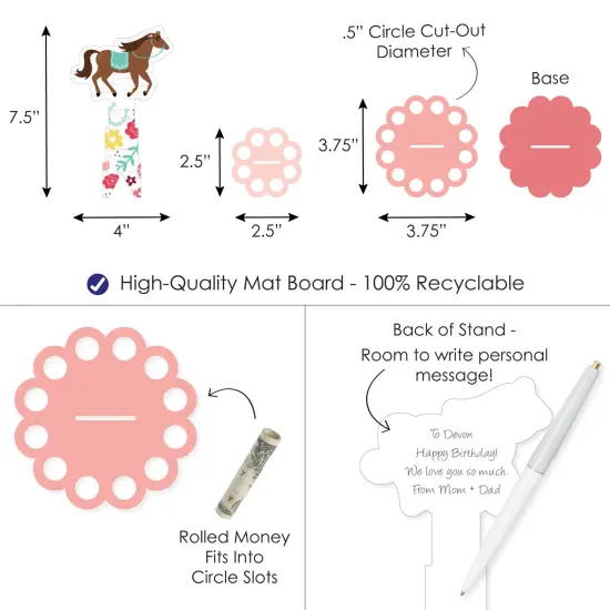 Big Dot of Happiness Run Wild Horses - DIY Pony Birthday Party Money Holder Gift - Cash Cake {4}