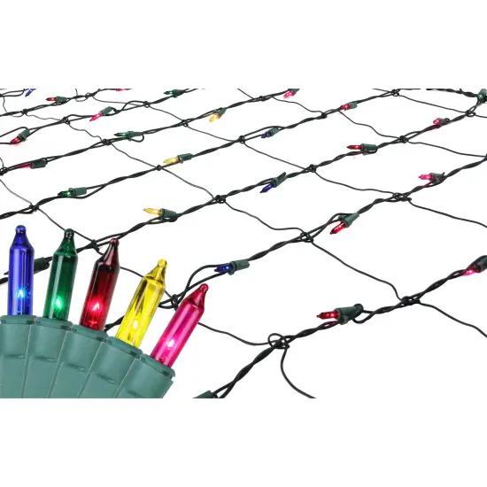 Northlight Mini Incandescent Net Style Christmas Lights - 4' x 6' - Multi-color - Green Wire {1}