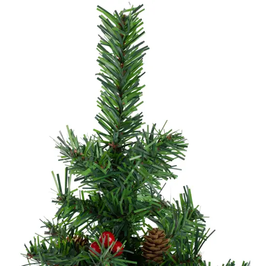Northlight Potted Red Berries and Pine Cones Medium Artificial Christmas Tree &ndash; 16" - Unlit Green {5}