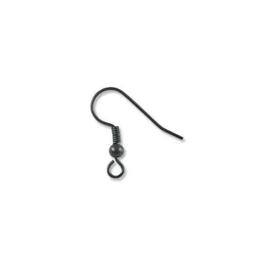 JewelrySupply French Hook Wire with Bead & Spring 19mm Gun Metal Plated (10-Pcs) {1}