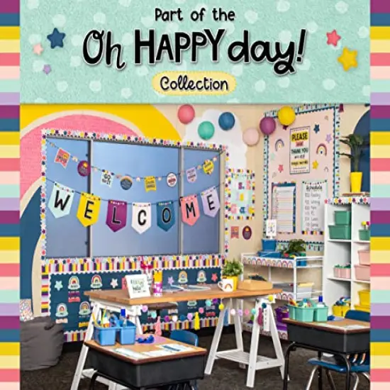 Oh Happy Day Stripes Straight Rolled Border Trim - 50 ft - Decorate Bulletin Boards, Walls, Desks, Windows, Doors, Lockers, Schools, Classrooms, Homeschool & Offices {5}