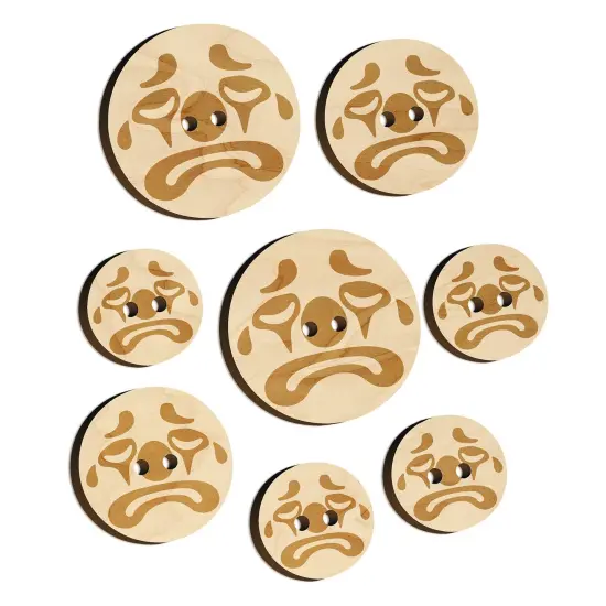 Sad Clown Face Wood Buttons for Sewing Knitting Crochet DIY Craft {7}