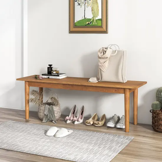 Solid Wood Dining Bench Entryway Bench With Rubber Wood Legs {1}