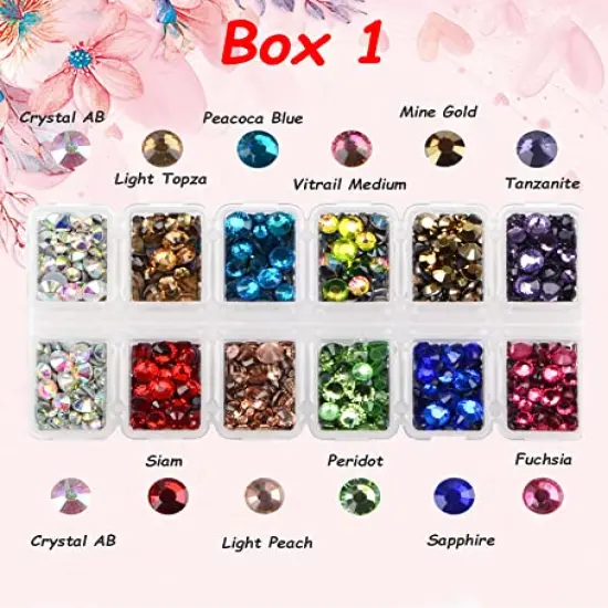 7000 pieces 5 Sizes Iron Flatback Glasses Rhinestones Crystal for DIY Project with Tweezers and Picking Pen for Bags, Shoes, Clothes and Manicure (5 Sizes, 22-Colors) (FYGEM#0022) {6}