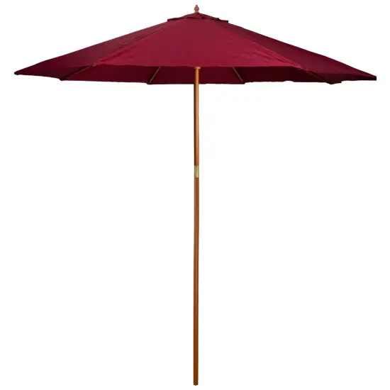 Northlight 8.5ft Outdoor Patio Market Umbrella with Wooden Pole, Burgundy Red {1}