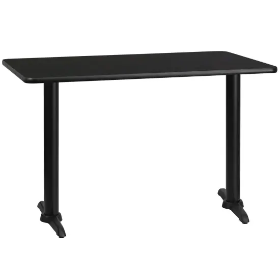 Emma and Oliver 30"x48" Rectangular Laminate Table with 5"x22" Table Height Bases Black {3}