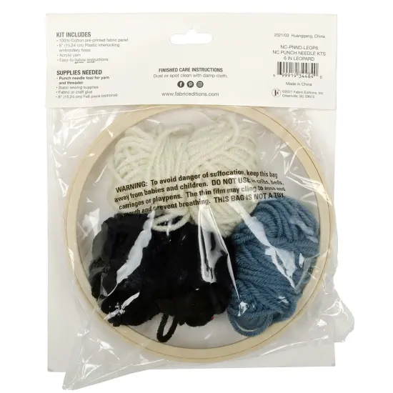 Fabric Editions Punch Needle Kit 6" Round-Leopard Print {2}