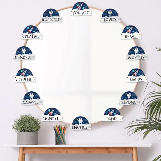 Big Dot of Happiness Outer Space Galaxy - DIY Blank Paper Desk or Locker Labels - Classroom Name Tags - Set of 32 {7}