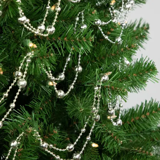 Northlight Shiny Mirrored Disco Ball Beaded Christmas Garland - 15' x .5" - Silver - Unlit {3}