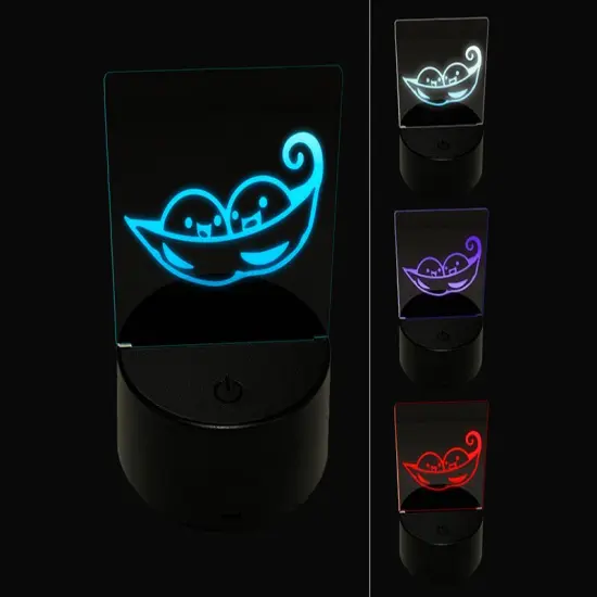 Two Peas in a Pod 3D Illusion LED Night Light Sign Nightstand Desk Lamp {1}
