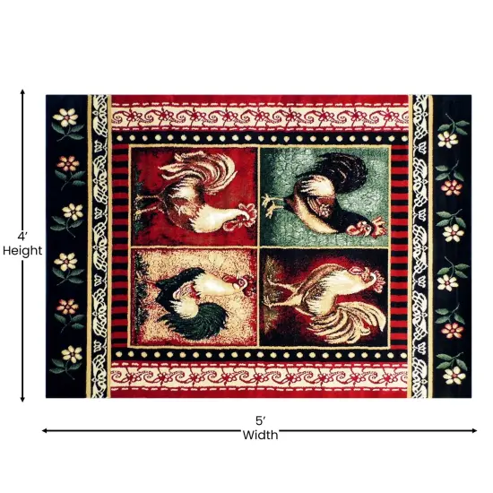 Masada Rugs Rooster Design Area Rug - Design L379 {5}
